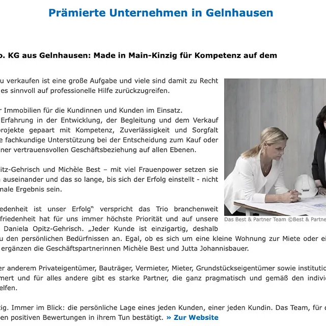 Best & Partner GmbH & Co. KG aus Gelnhausen: Made in Main-Kinzig für Kompetenz auf dem Immobilien-Markt 
